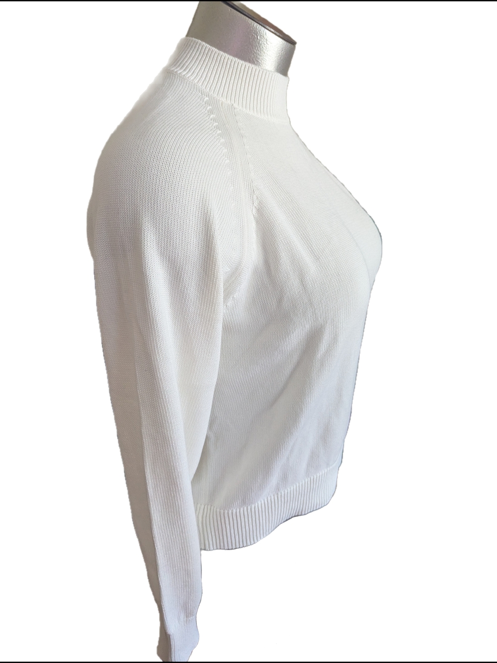 Quince 100% Organic Cotton Classic White Mock Neck Women's Sweater Size L